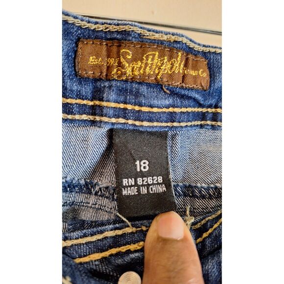 VINTAGE Y2K 90'S SOUTHPOLE WOMEN DENIM JEAN CUT OFF SPORTY SHORTS PLUS SIZE 18 - Picture 5 of 6